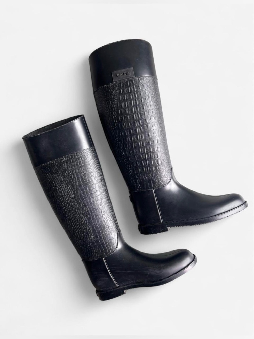 Calvin Klein Xiara Croc embossed black rubber rain boots women’s sz EU 36 (US 6)